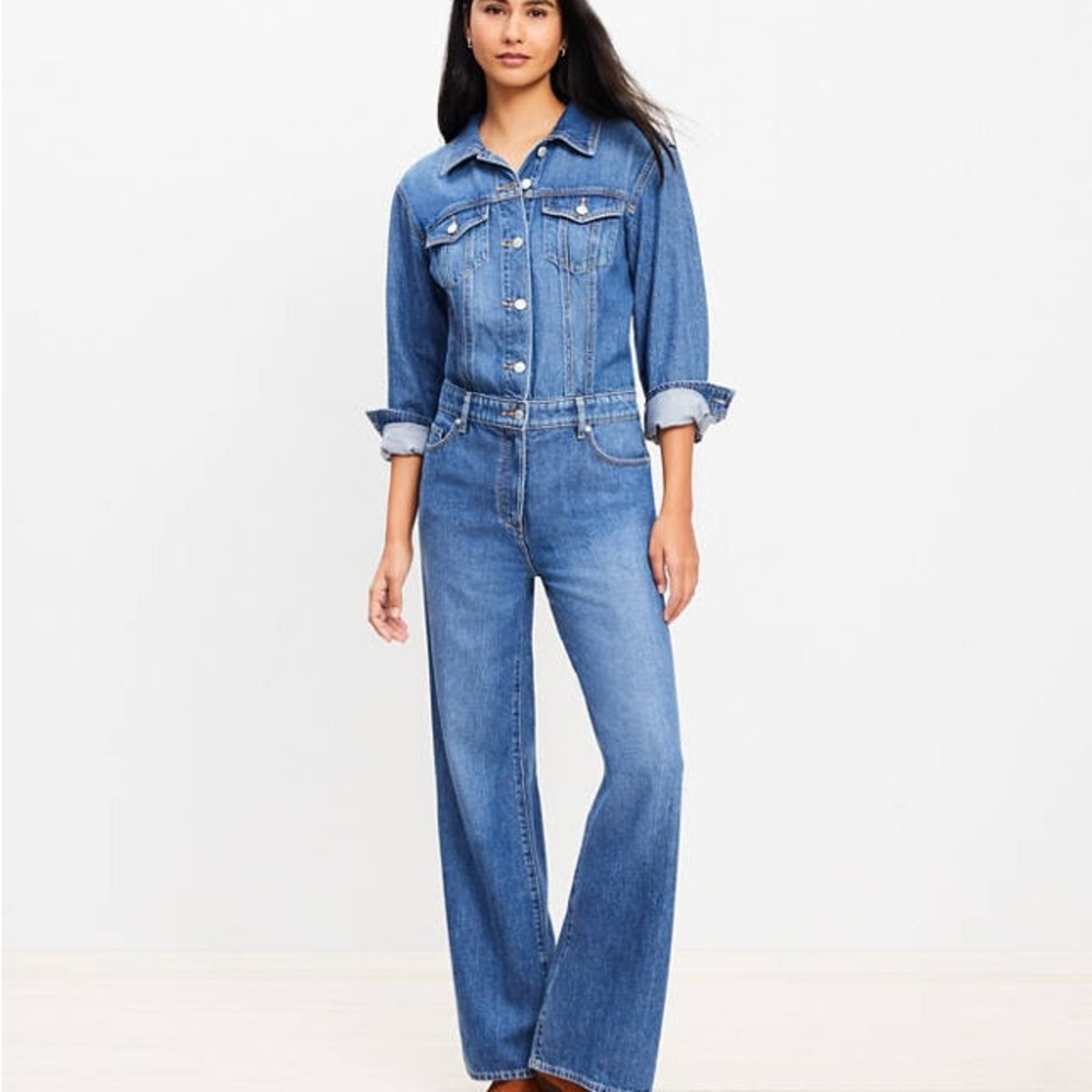 LOFT Women's Blue Denim Overalls